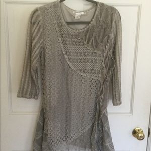 Gray mixed media tunic